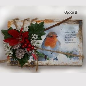 Rustic Christmas Holiday Floral Arrangement Centerpiece, Upcycled, Books, Shabby